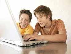 friends together on computer