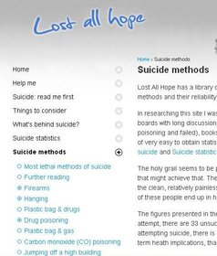 lost all hope suicide method website