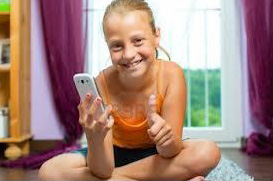 young girl using smartphone